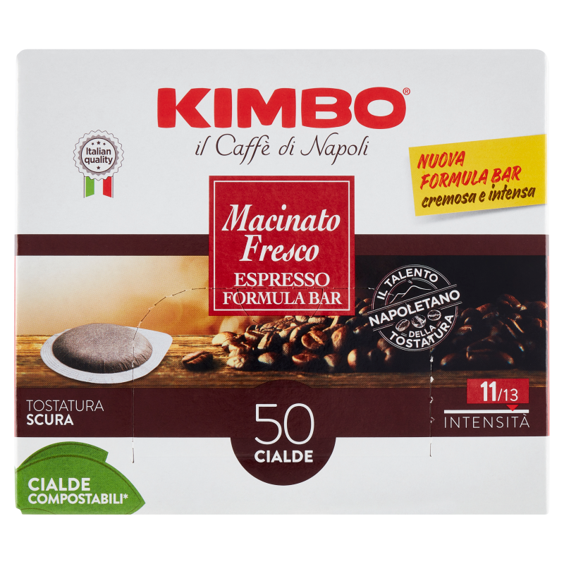 Kimbo Caffè Macinato Fresco Espresso – Formula Bar | 50 Cialde Compostabili - Spesa da Antonio