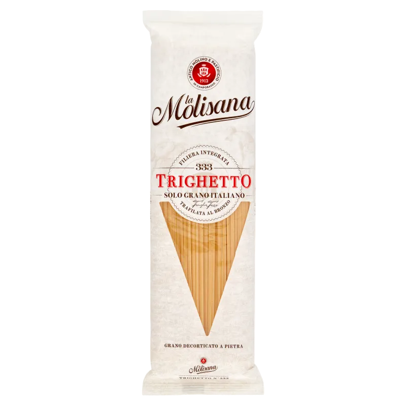 La Molisana Trighetto N°333 500 g, sacchetto avorio con finestra a V sulla pasta lunga triangolare