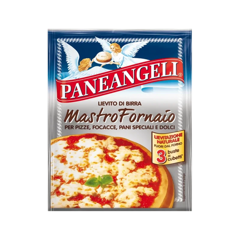 Paneangeli Lievito di Birra Mastro Fornaio 3 x 7 g, busta argentata con pizza margherita