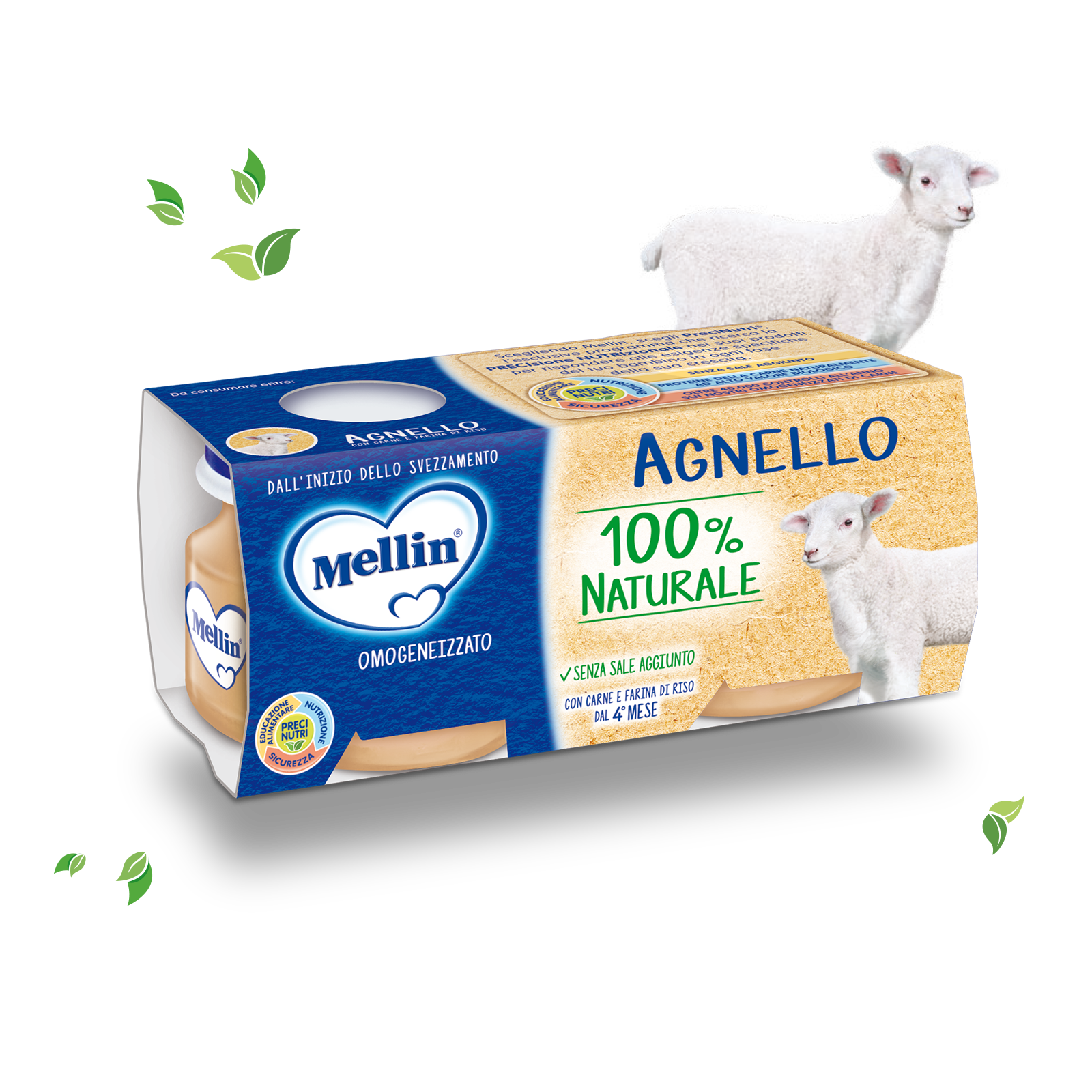 Mellin Omogeneizzato Agnello 4 Mesi - 2 x 80 gr -  - Mellin