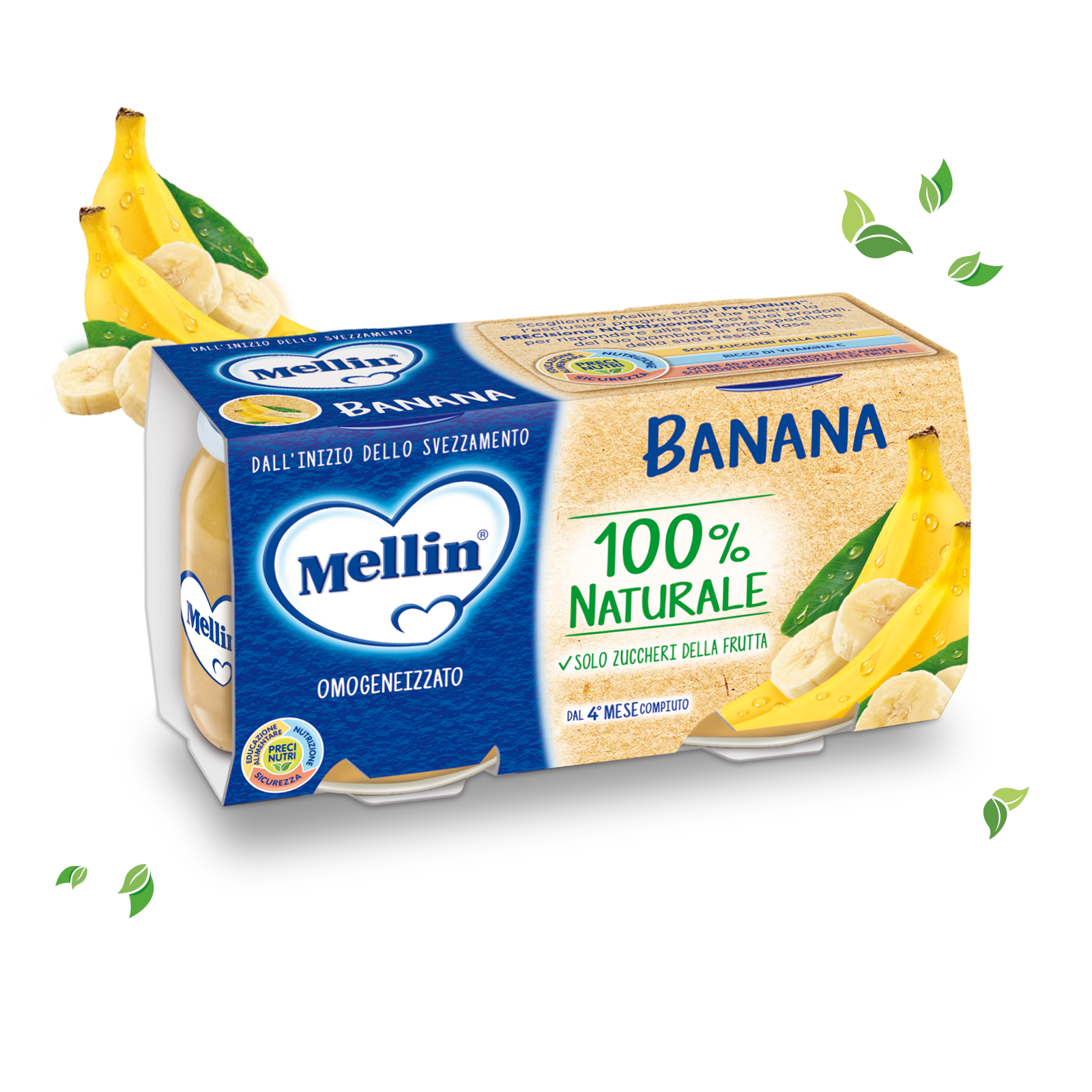 Mellin Omogeneizzato Banana 4 Mesi - 2 x 100 gr -  - Mellin