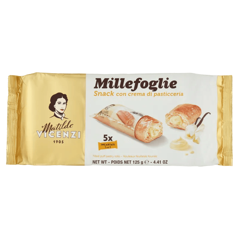 Matilde Vicenzi Millefoglie Mini Snack con Crema Pasticcera - 125 gr - Koekjes - Matilde Vicenzi