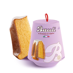 Bauli Mini Pandoro di Verona 100 g, confezione lilla con una fetta di pandoro