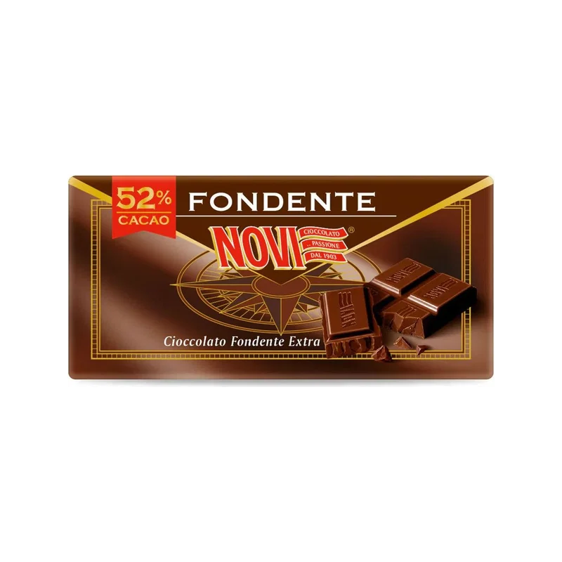 Novi Tavoletta Fondente Extra 100 g, bruine wikkel met rode sticker 52% cacao