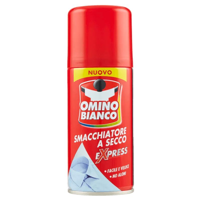 Omino Bianco Smacchiatore a Secco Express 125 ml, rode spuitbus met lichtblauw overhemd