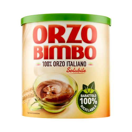 Orzo Bimbo Solubile 100% orzo italiano 120 g, barattolo beige con coperchio verde