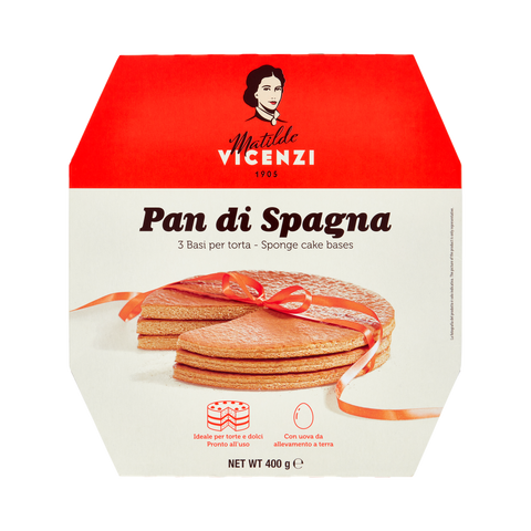 Matilde Vicenzi Pan di Spagna 3 Basi per Torta 400 g, astuccio rosso con i dischi di pan di Spagna