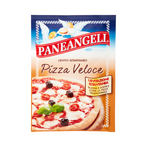 Paneangeli Lievito Istantaneo Pizza Veloce 26 g, busta arancione con pizza margherita