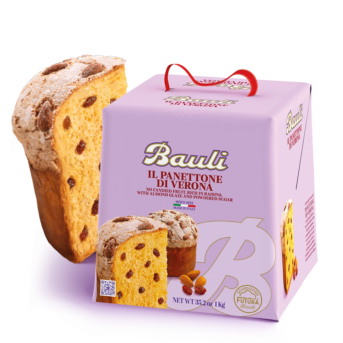 Bauli Il Panettone di Verona 1 kg, panettone senza canditi con uvetta e glassa alle mandorle