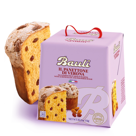 Bauli Il Panettone di Verona 1 kg, panettone senza canditi con uvetta e glassa alle mandorle