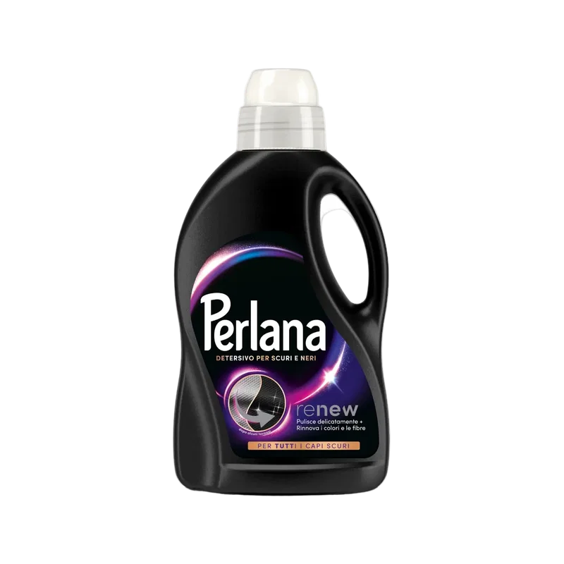 Perlana Renew wasmiddel voor donkere en zwarte was 1,4 L, zwarte fles met doseerdop