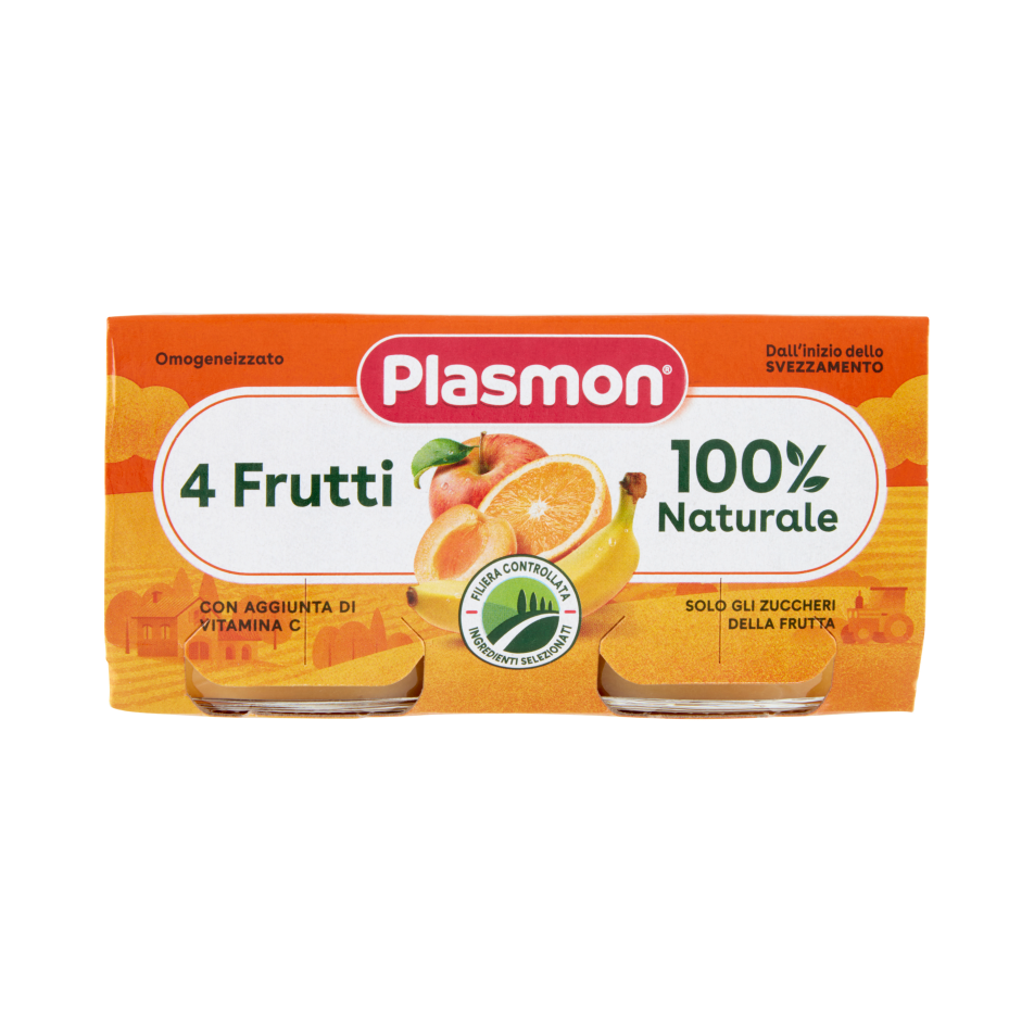 Plasmon Omogeneizzato 4 Frutti 6-36 Mesi - 2 x 80 gr - Plasmon