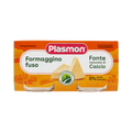 Plasmon Omogeneizzato Formaggino Fuso 2 x 80 g, oranje doosje met twee glazen potjes