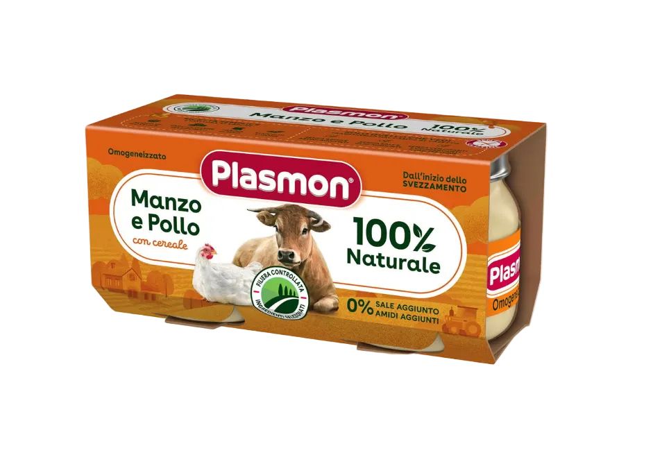Plasmon Omogeneizzato Carne Manzo, Pollo e Cereali 2x80g -  - Plasmon