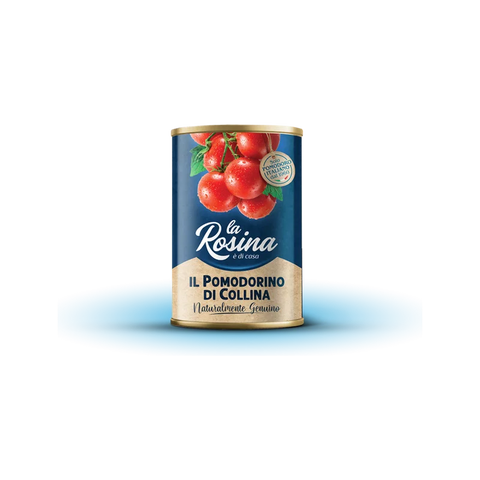 La Rosina Pomodorini di Collina 400 g, lattina blu con pomodorini a grappolo