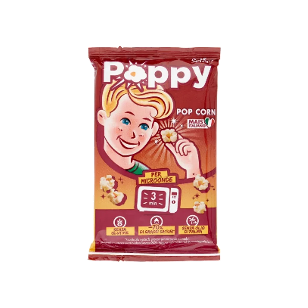 Poppy Mais per Popcorn 250 g, doosje gele maiskorrels om popcorn van te maken