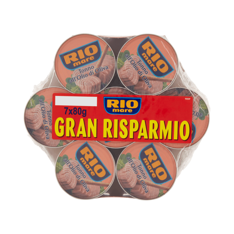 Rio Mare Tonno all'Olio di Oliva 7 x 80 g, confezione risparmio con sette lattine