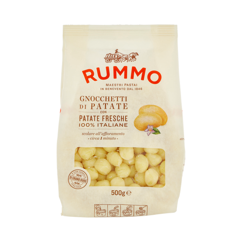 Rummo Gnocchetti di Patate 500 g, sacchetto avorio con finestra sugli gnocchetti lisci