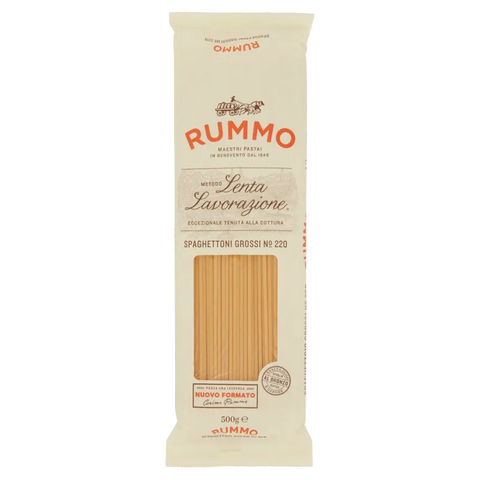 Rummo Spaghettoni Grossi N°220 500 g, pacco avorio con bollino trafilata al bronzo