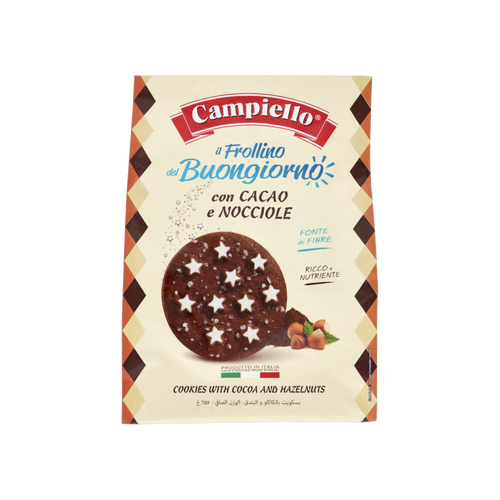Campiello Frollini Cacao e Nocciole 700 g, astuccio in cartone panna e marrone