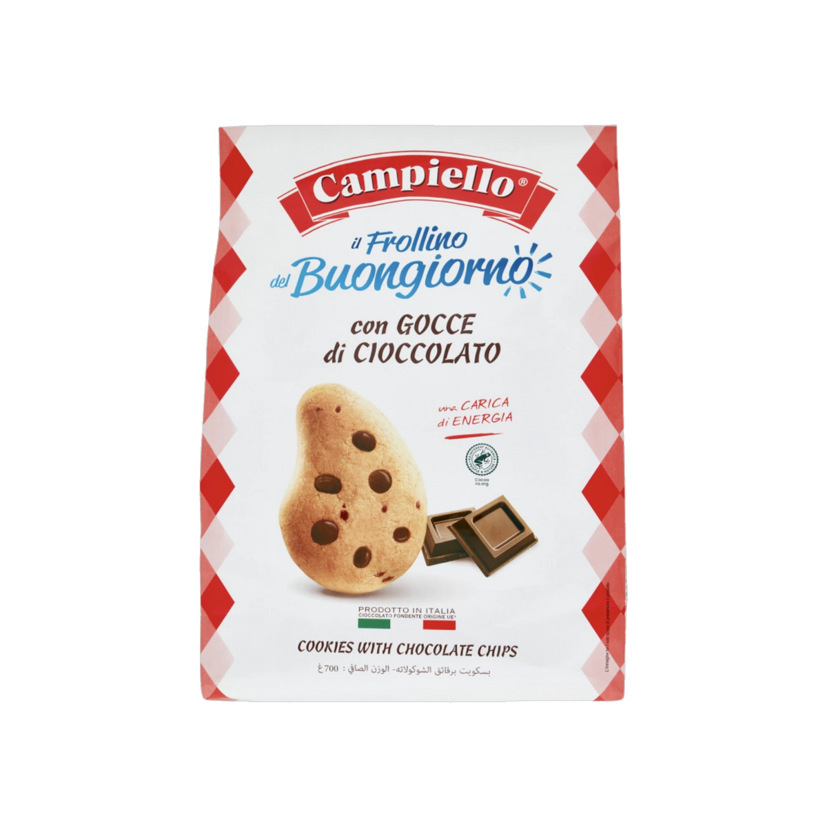 Campiello Frollini met chocoladedruppels 700 g, wit met rood koekjespak