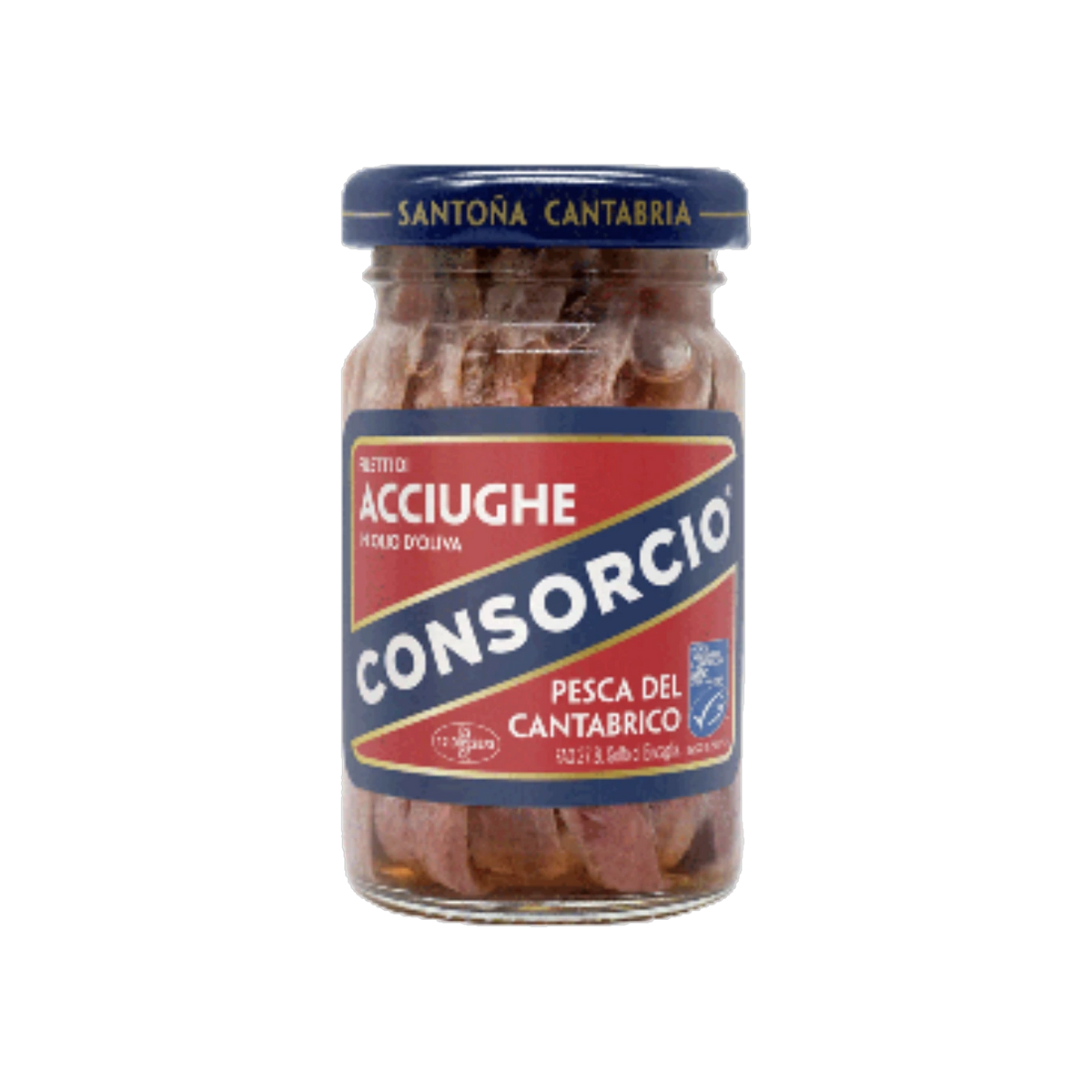 Consorcio Filetti di Acciughe del Cantabrico in Olio di Oliva 65 g, vasetto in vetro con filetti visibili