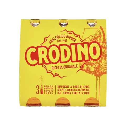 Crodino Biondo Aperitivo Analcolico 3 x 175 ml, cluster giallo da tre bottigliette