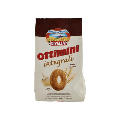 Divella Ottimini Integrali 400 g, sacchetto marrone di biscotti integrali