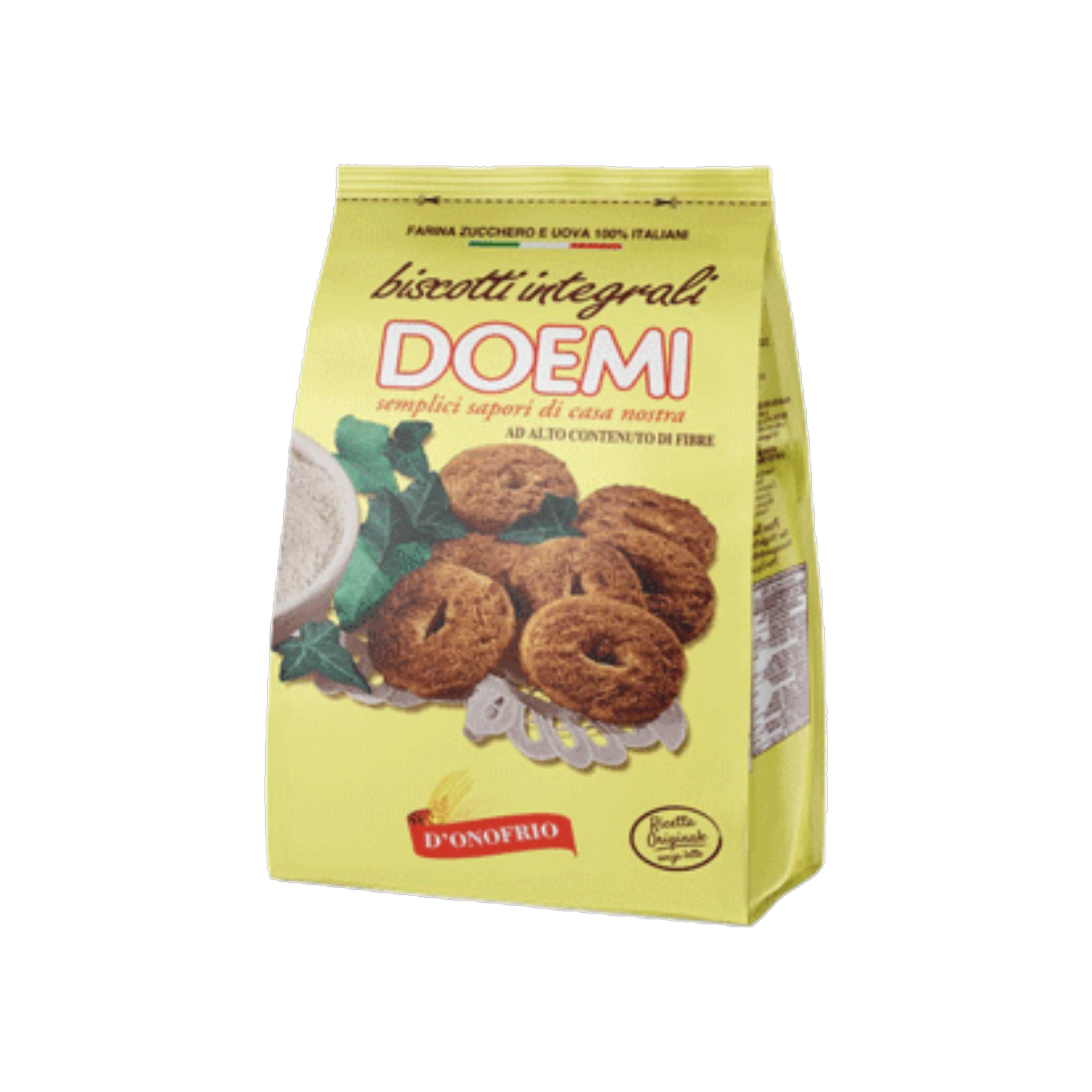 Doemi Biscotti Integrali volkorenkoekjes 500 g, gele doos met volkoren koekjes