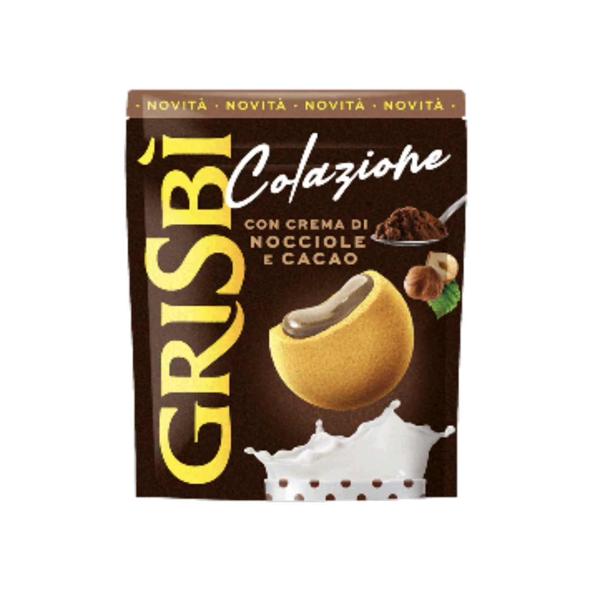 Grisbì Colazione Nocciole e Cacao koekjes 225 g, bruine hersluitbare zak