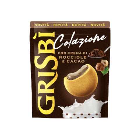 Grisbì Colazione Nocciole e Cacao 225 g, busta marrone richiudibile