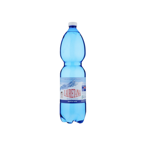 Lauretana Acqua Naturale 1,5 L, bottiglia PET azzurra con etichetta di montagna