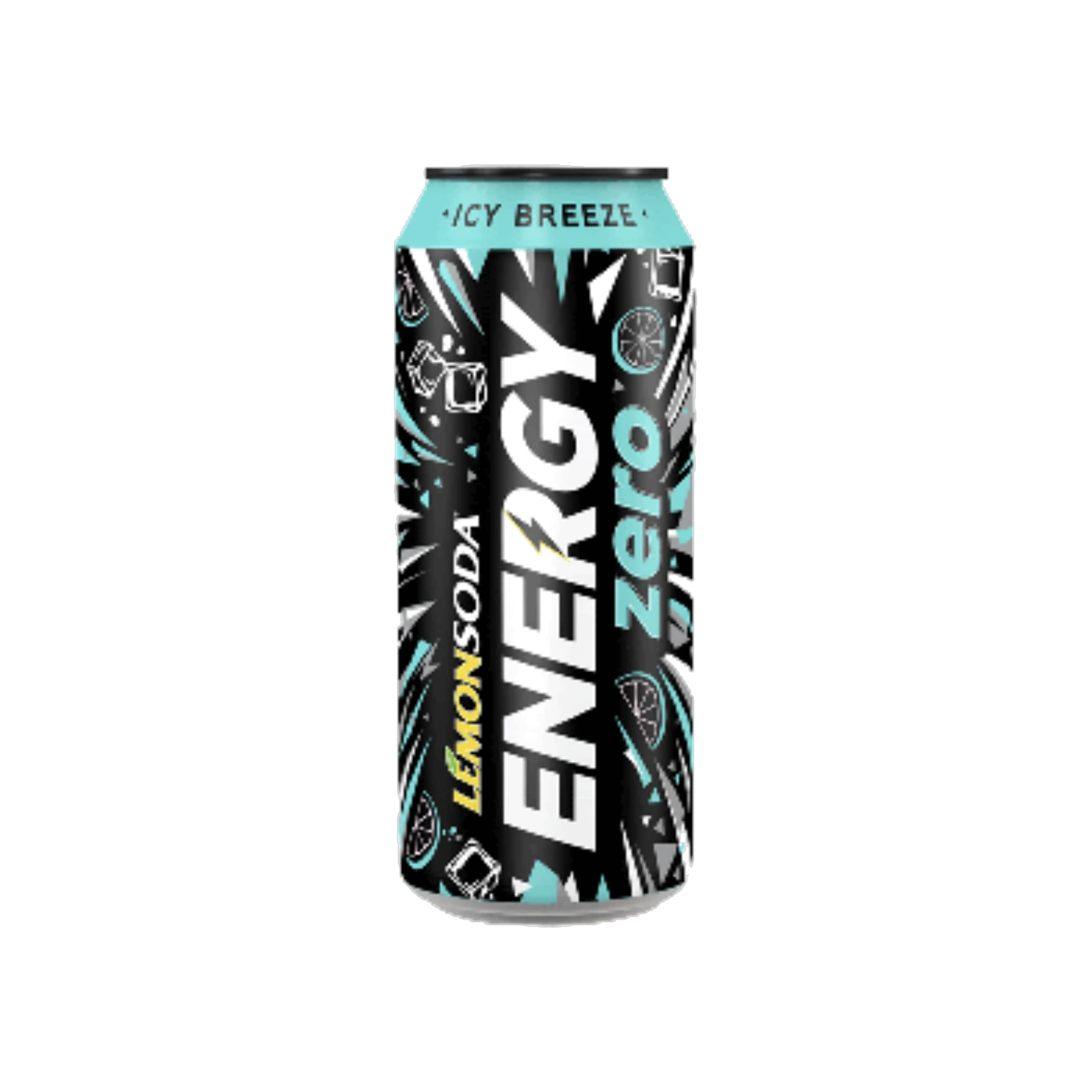 Lemonsoda Energy Icy Breeze 500 ml, lattina in alluminio nera e turchese