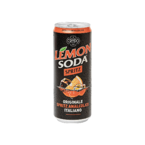 Lemonsoda Spritz lattina 330 ml, lattina in alluminio nera e arancione