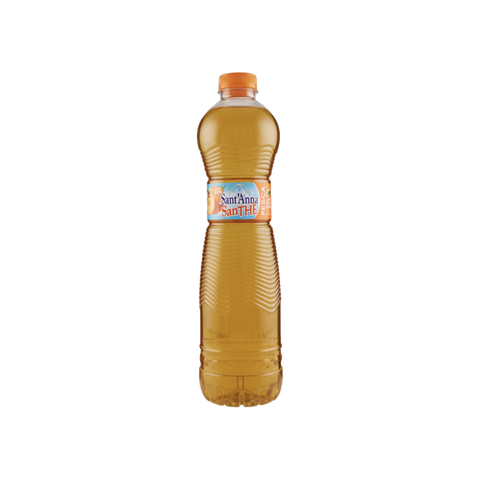 Sant'Anna SanThè Pesca 1,5 L, bottiglia PET con tè ambrato e tappo arancione