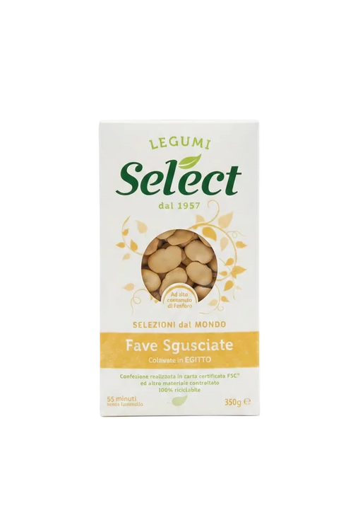 Select Fave Sgusciate 350 g, confezione chiara con banda gialla