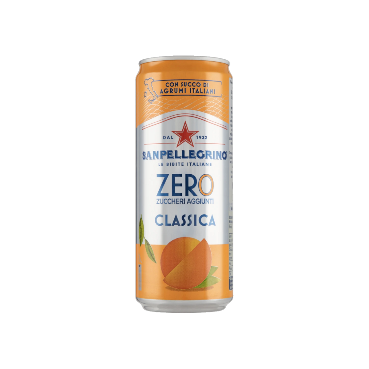 Sanpellegrino Aranciata Zero 330 ml, lattina in alluminio arancione