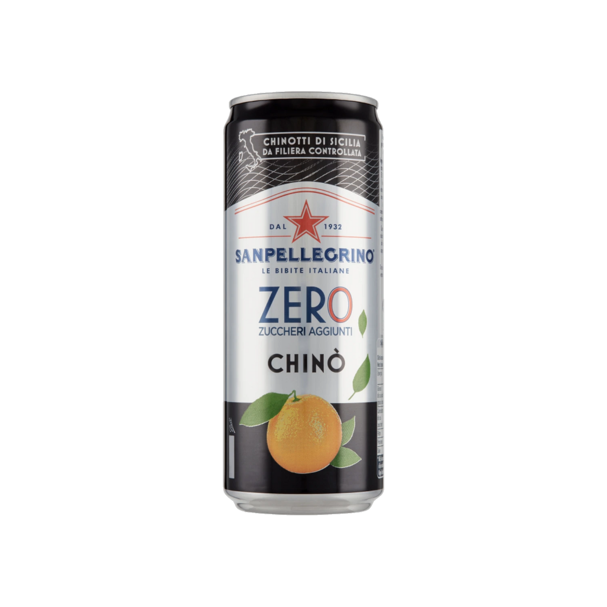 Sanpellegrino Chinò Zero 330 ml, lattina in alluminio nera
