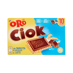 Saiwa Oro Ciok Latte 250 g, astuccio con biscotto e tavoletta di cioccolato al latte
