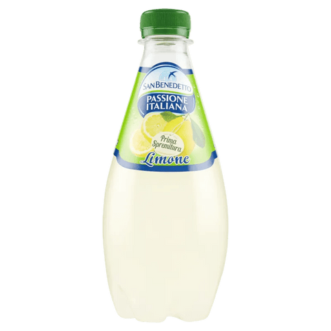 San Benedetto Passione Italiana Limone 400 ml, bottiglia PET sagomata con etichetta verde e limoni