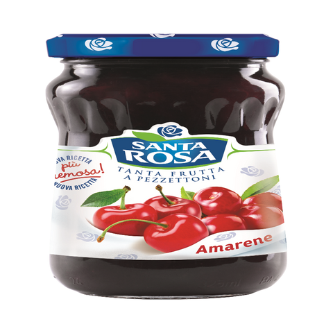 Santa Rosa Confettura Extra di Amarene 350 g, vaso di vetro con tappo blu