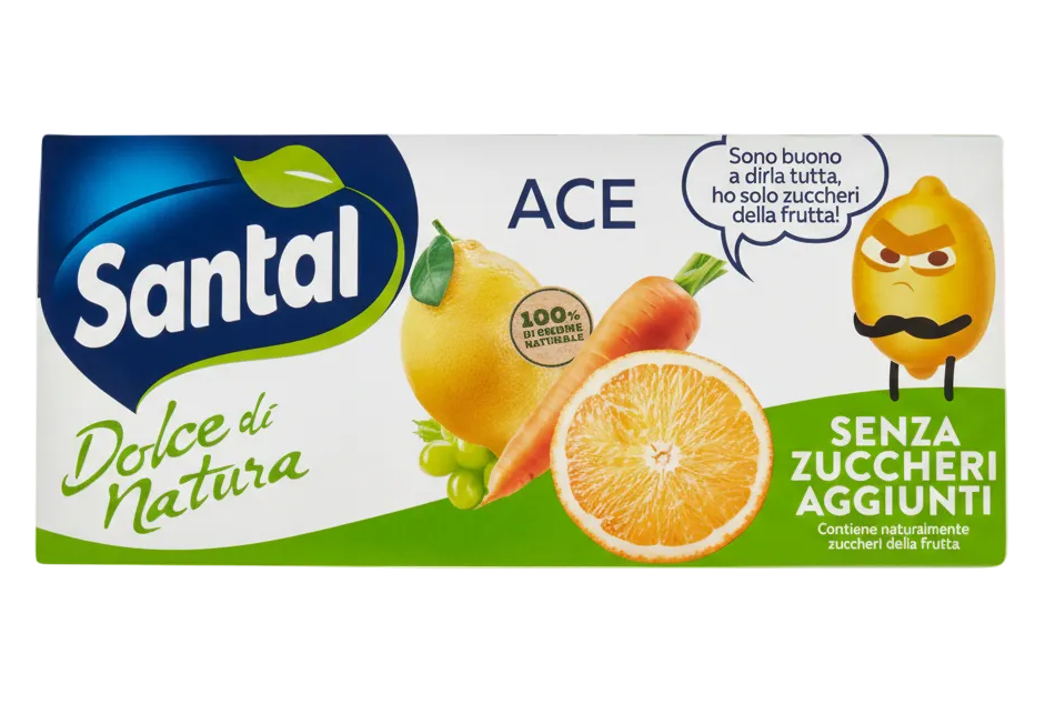 Santal Succo di Frutta ACE Senza Zuccheri Aggiunti 3 x 200 gr