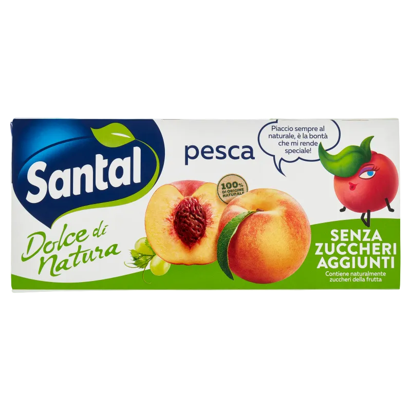 Santal Succo di Frutta Pesca Senza Zuccheri Aggiunti 3 x 200 ml