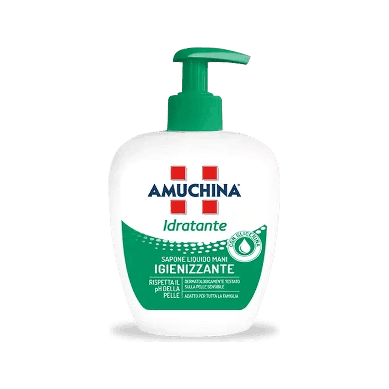 Amuchina Idratante vloeibare handzeep 250 ml, hygiëniserend met glycerine en groene thee
