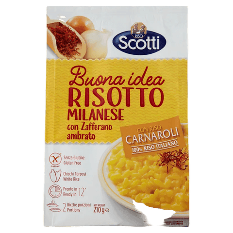 Scotti Buona Idea Risotto Milanese con Zafferano Ambrato 210 g, busta con riso Carnaroli