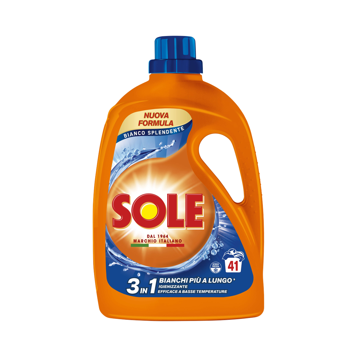 Sole Detersivo Lavatrice Bianco Splendente 3in1 41 lav. - 1845 ml - Cura della casa - Sole