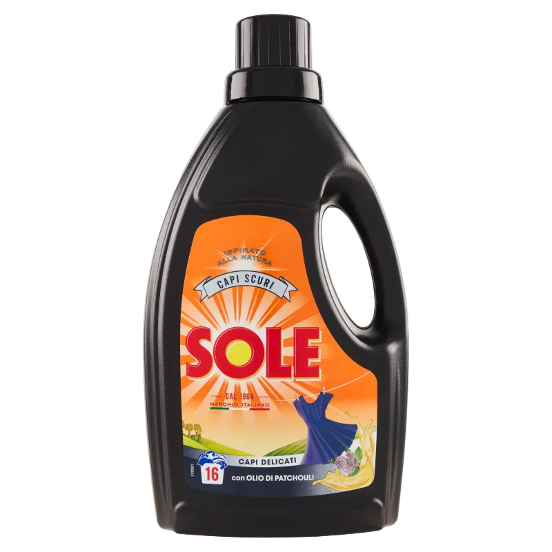 Sole Wasmiddel Donkere Was 1 L, zwarte fles met patchoeliolie