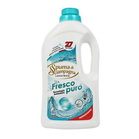 Spuma di Sciampagna Detersivo Lavatrice Fresco Puro, flacone da 27 lavaggi dal profumo fresco