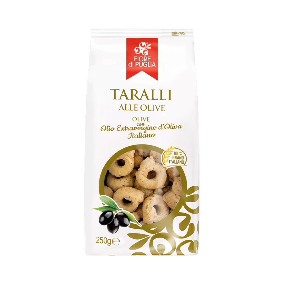 Fiore di Puglia Taralli alle Olive 250 g, confezione fronte