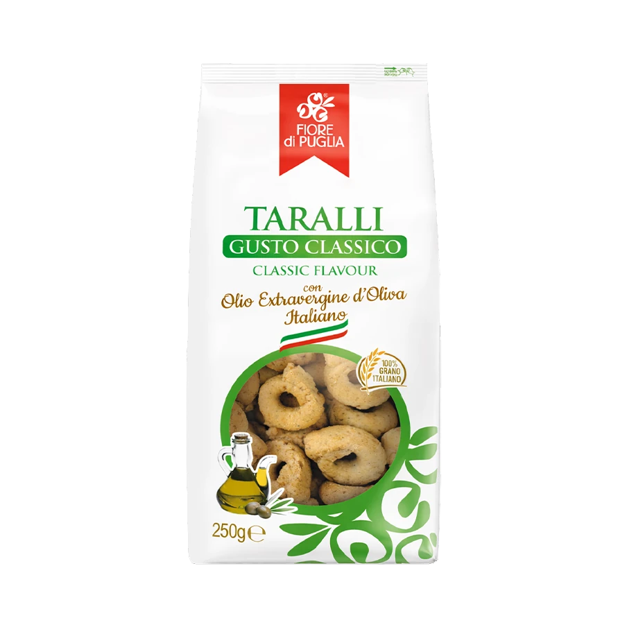 Fiore di Puglia Taralli Gusto Classico naturel 250 g, verpakking voorkant